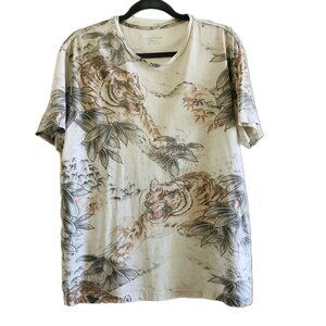 ALLSAINTS Chokai SS Crew Neck T-Shirt Oversized Fit Tiger Print Mens S Portugal